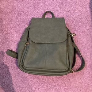 Green suede backpack purse